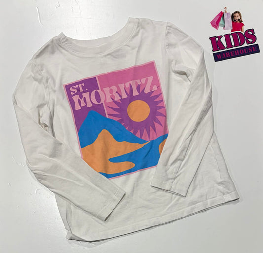 Target White Long Sleeve Top With Purple & Blue Sun Print Size 8