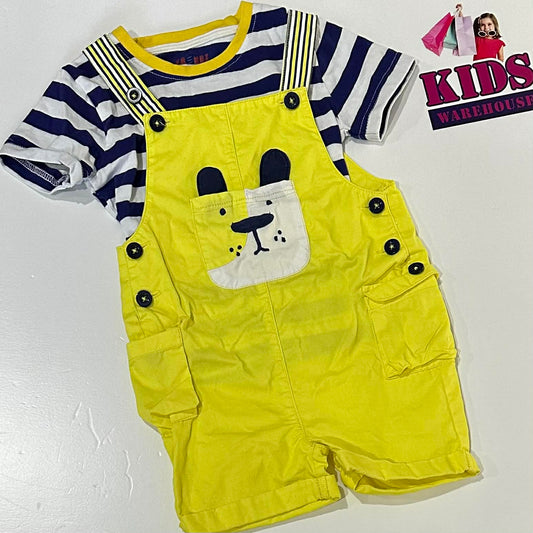 Frendz Yellow Overalls With White & Blue Top Size 0