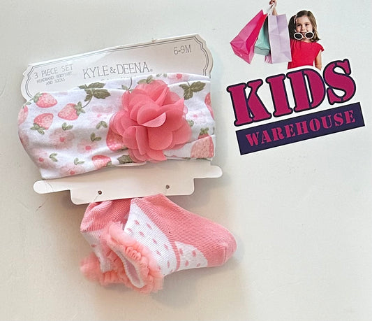 New Kyle & Deena New York Pink Floral Headband & Socks Size 6-9months