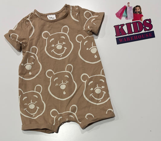 Disney Brown, White Winnie The Pooh Print Jumpsuit Size 1