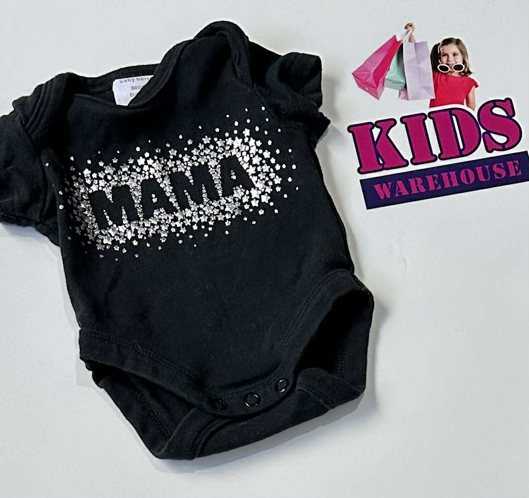 Premmie Baby Berry Black Bodysuit With Sliver “Mama” Print Size 00000