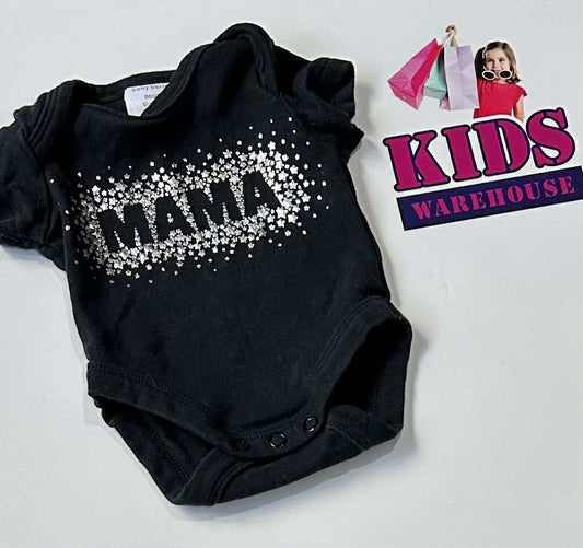 Premmie Baby Berry Black Bodysuit With Sliver “Mama” Print Size 00000