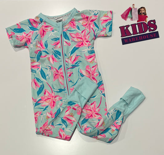 Bonds Blue, Pink Foral Print Wondersuit Size 1