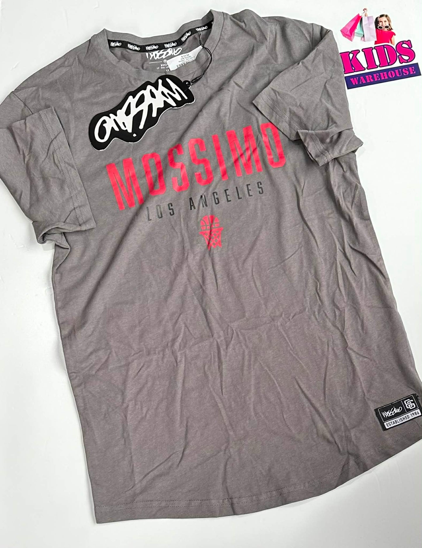 New Mossimo Grey Top With Red “Mossimo” Print Size 12