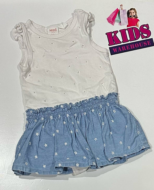Seed Heritage White & Blue Tutu Bodysuit Size 00
