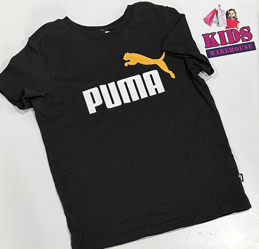 Puma Black Top With White & Orange “Puma” Print Size 9