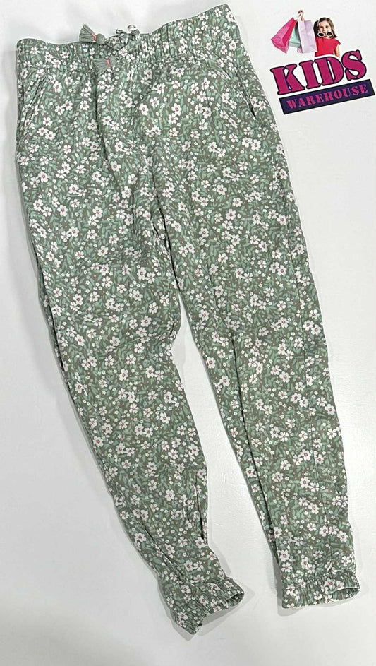 H&M Green Pants With White Flower Pattern Size 6