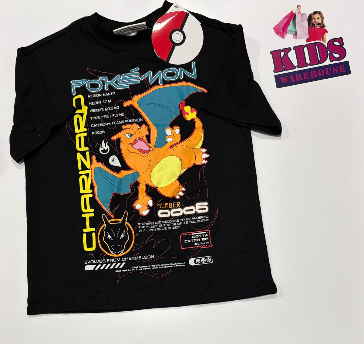 Not Used Pokémon Black, Charizard Print Top Size 10