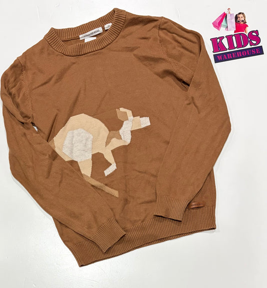 Country Road Brown, Kangaroo Print Knit Sweater Size 10