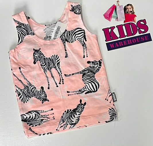 Bonds Pink Singlet With Zebra Pattern Size 00
