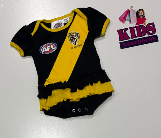 AFL Black & Yellow Richmond Bodysuit Size 000