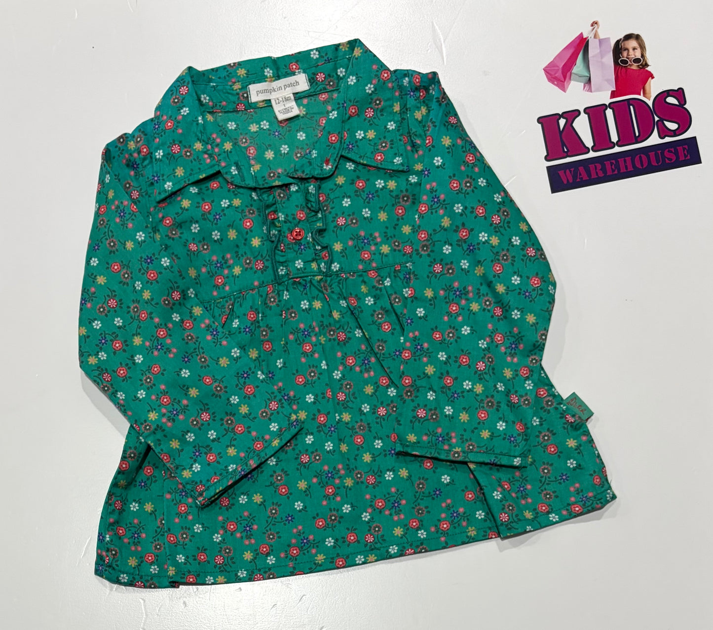 Pumpkin Patch Green, Floral Print Dress Size 1