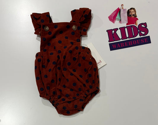 Not Used Seed Heritage Brown, Black Polka Dot Print Corduroy Bodysuit Size 000
