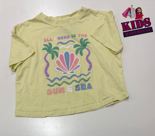 Yellow All I Need Is The Sun & Sea Print Top Size 4