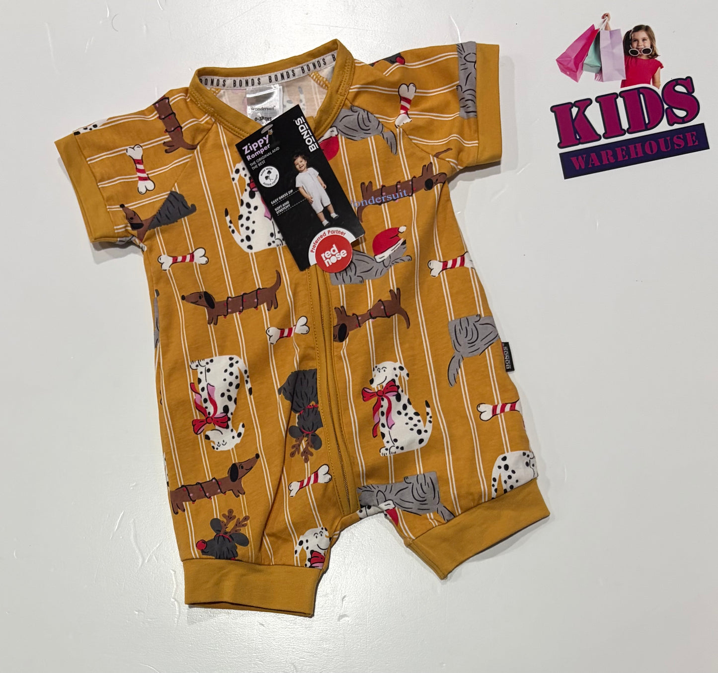 Not Used Bonds Wondersuit Yellow, Dog Print Jumpsuit Size 000
