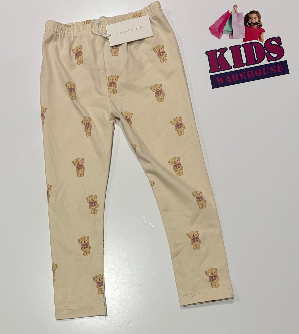 Not Used Jamie Kay Cream, Teddy Bear Print Pants Size 4