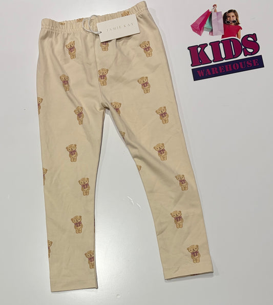 Not Used Jamie Kay Cream, Teddy Bear Print Pants Size 4