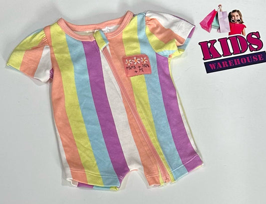 Premmie Baby Berry White & Rainbow Bodysuit Size 00000