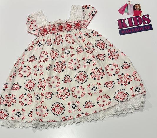 Pumpkin Patch White, Red Floral Print Dress Size 1