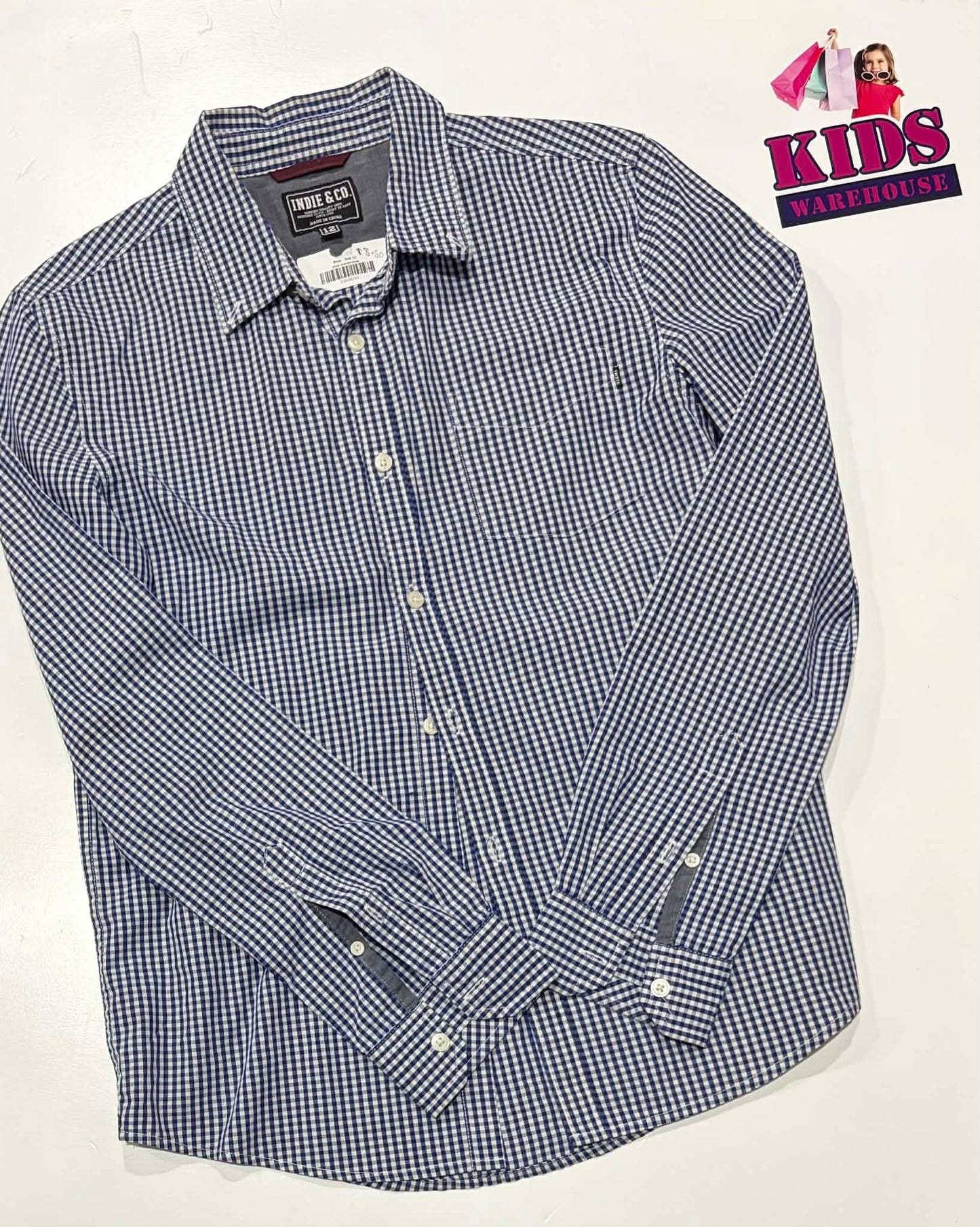 Indie & Co Blue & White Button Up Shirt Size 12