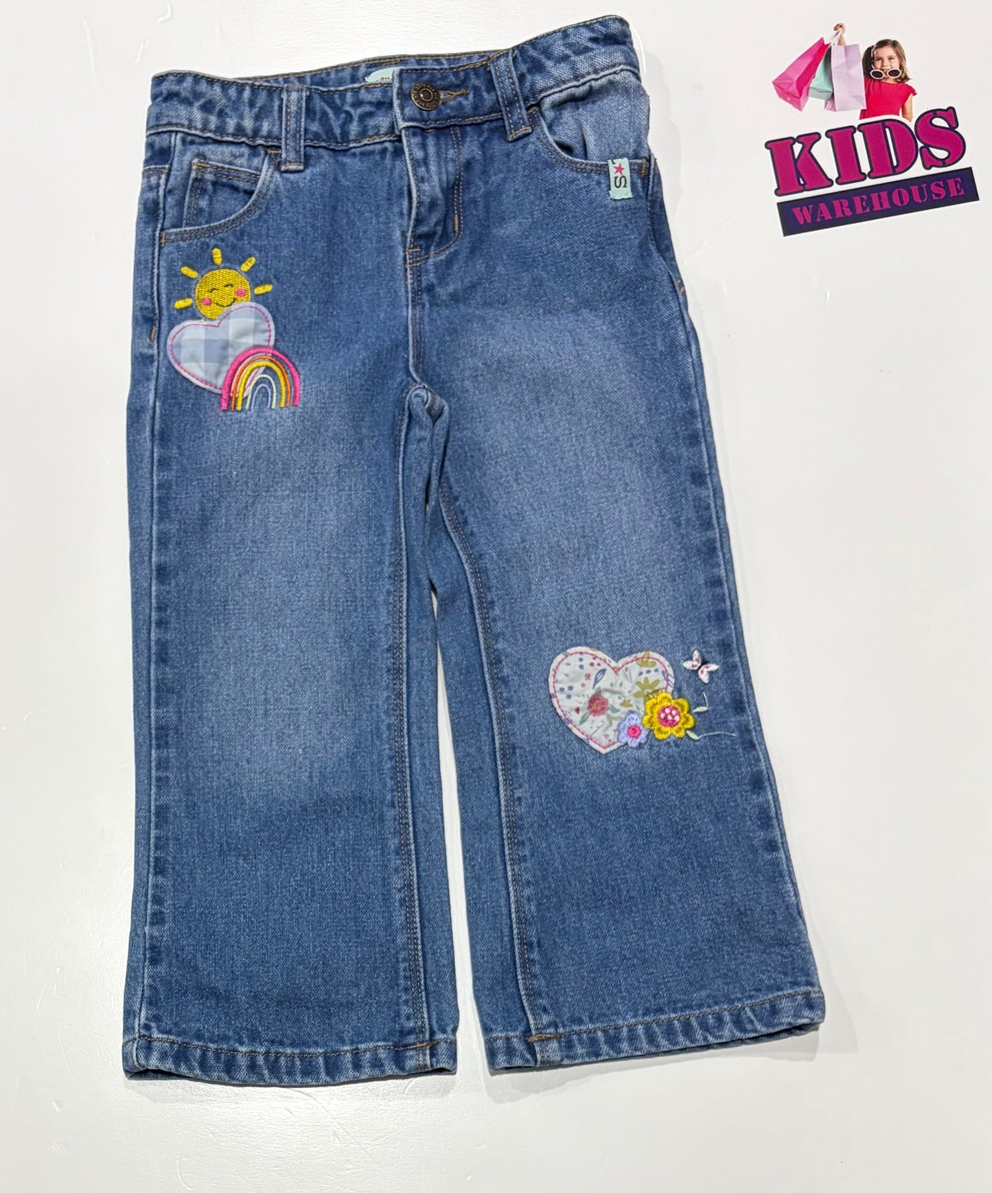 Lilly + Sid Denim Jeans, Rainbow Print Size 3