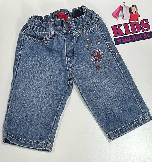 Pumpkin Patch Light Blue Jean Pants With Red Butterfly Print Size 00