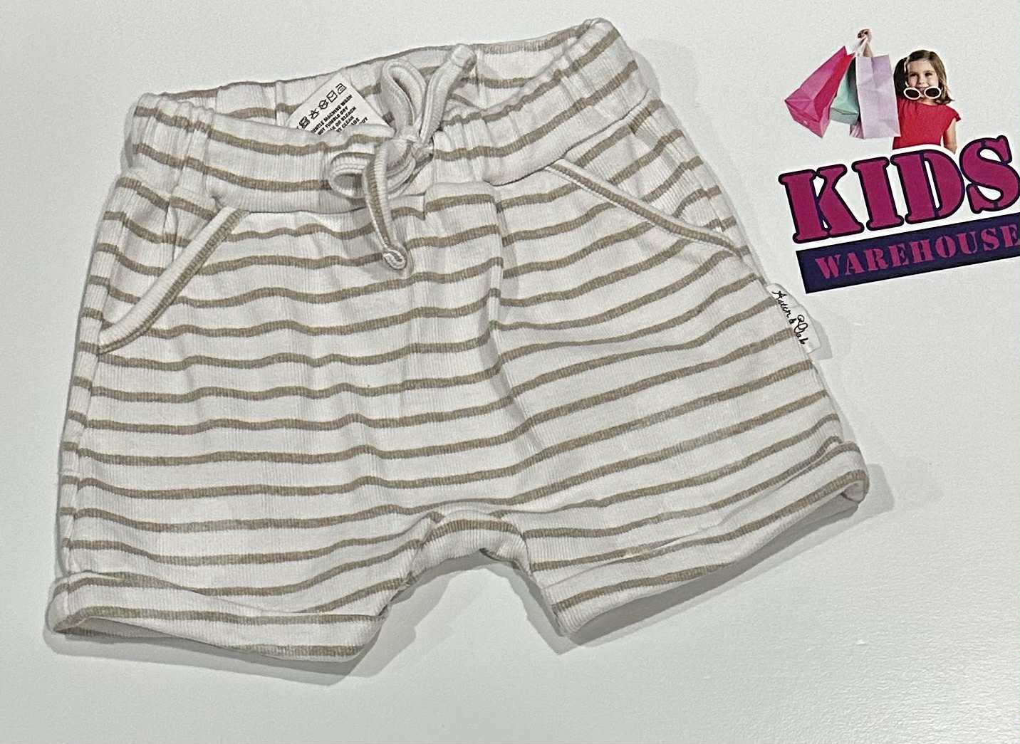 Aster & Oak White, Golden Striped Shorts Size 2