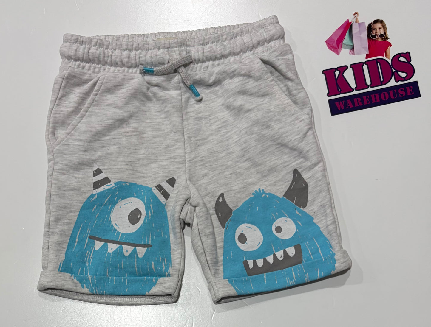 F&F Grey, Blue Monster Print Shorts Size 4