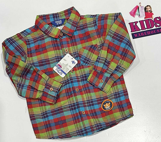 New R&B Red, Green And Blue Long Sleeve Top Size 1