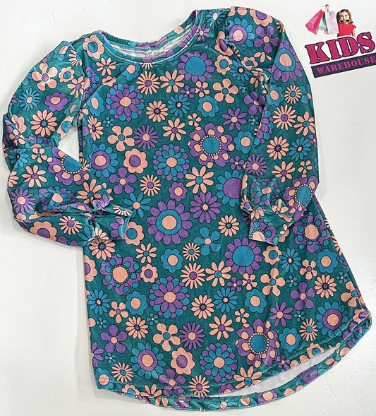Babe Handmade Green Dress With Flower Pattern Size 6