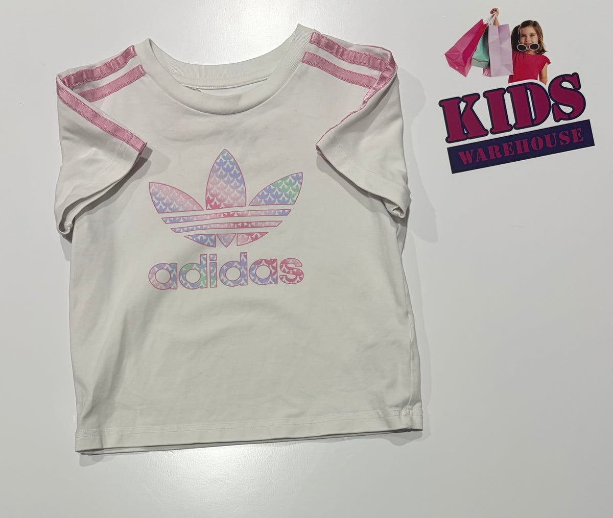 Adidas White, Pink Top Size 5