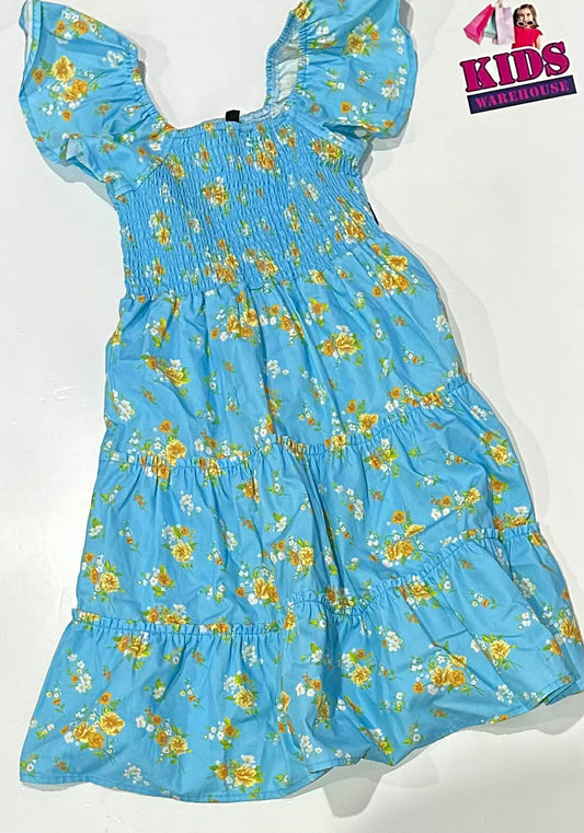 Rock Your Kid Blue Dress With Yellow Flower Pattern Size 8