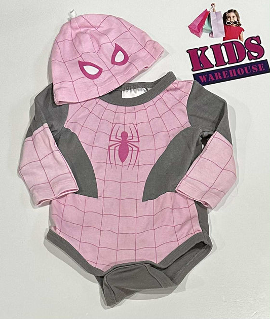 Marvel Spider-Man Pink & Grey Bodysuit With Beanie Size 000