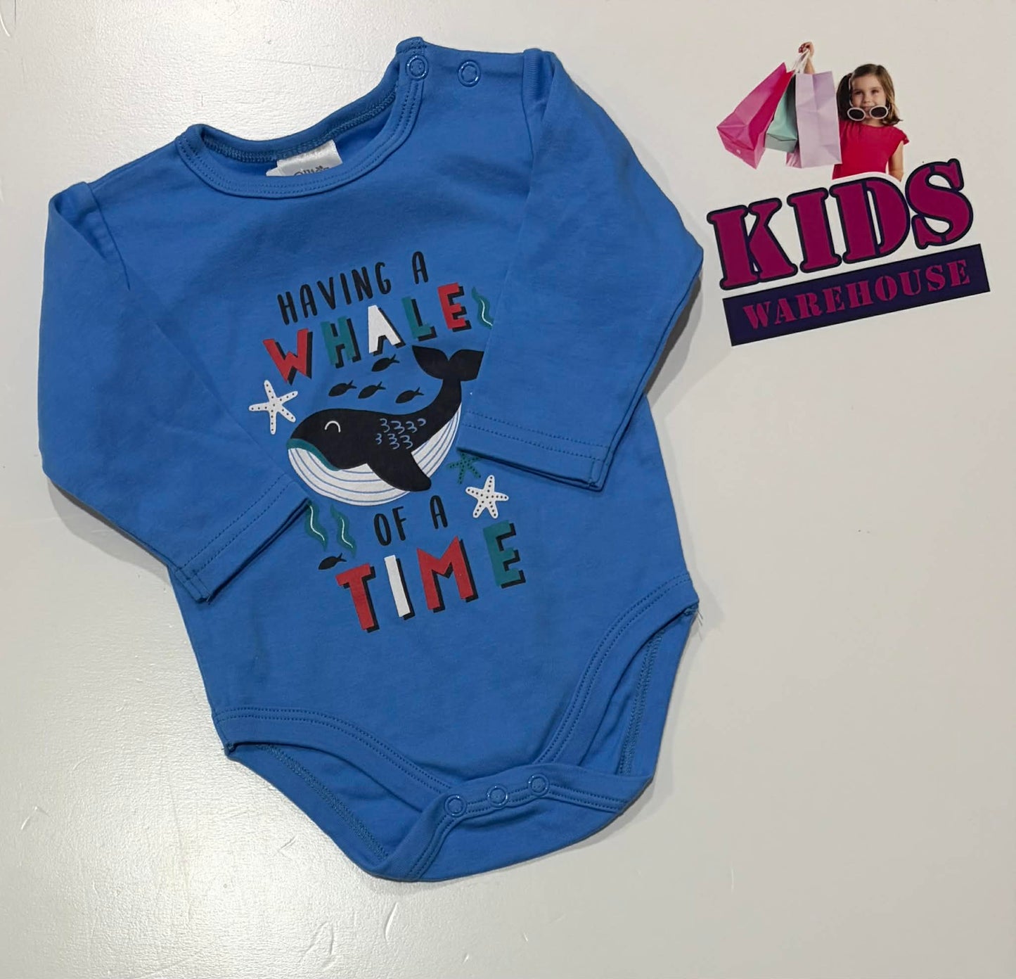 Ollies Place Blue Bodysuit With Whale Print Size 000