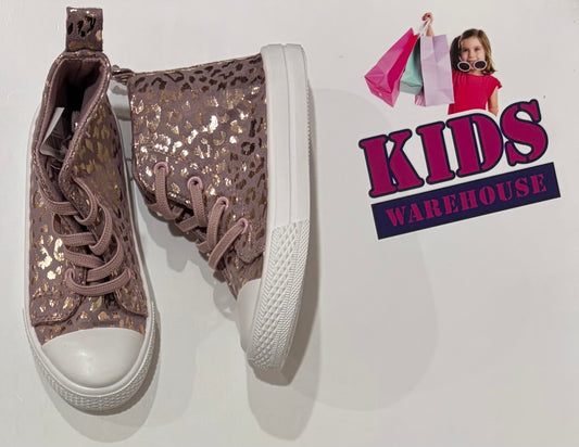 Mini Mango Pink, Gold Leapord Print Runners Size 8 (Child)