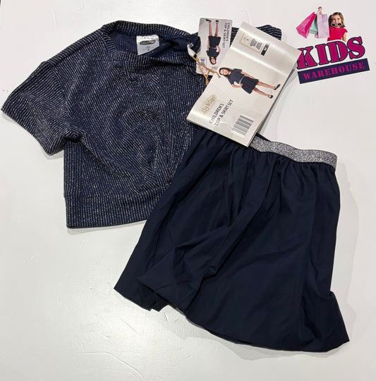 Not Used Lily & Dan Navy Blue, Shimmer Top & Skirt Set Size 5