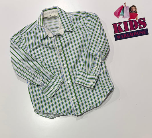 H&M White, Blue, Green Stripe Print Top Size 4