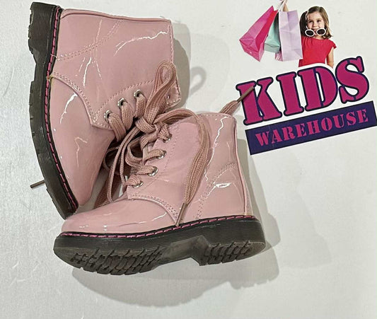 Shiny Pink, Black Boots Size US7.5/UK6.5 (Child)