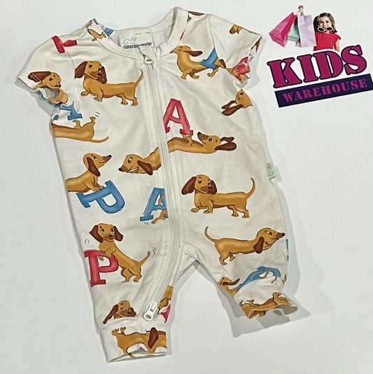 Peter Alexander White Bodysuit With Dog Pattern Size 0000