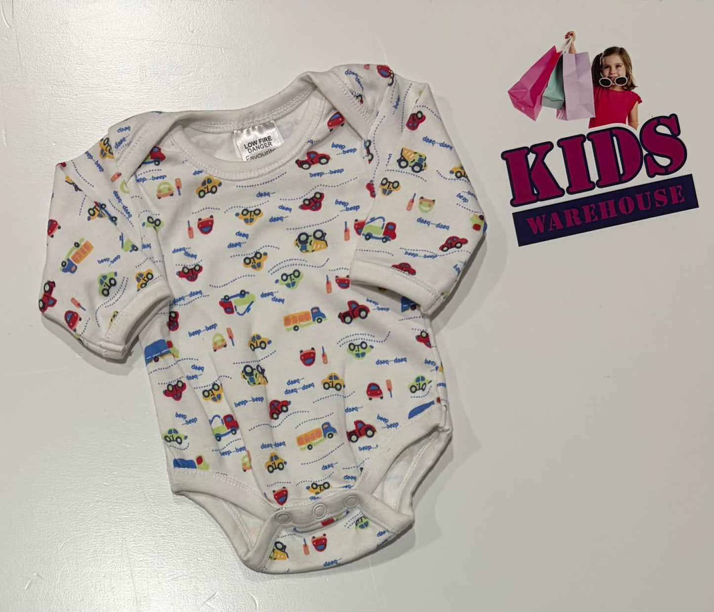 Favourites White Bodysuit With Car Pattern Size 00000
