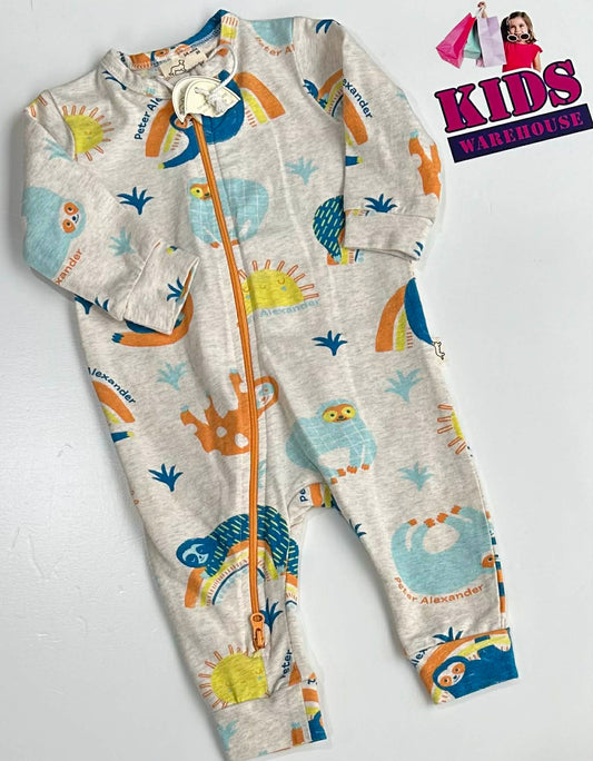 Peter Alexander White Jumpsuit With Sloth Pattern Size 00
