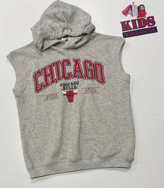 Cotton On X NBA Grey, Chicago Bulls Sleeveless Hoodie Size 9