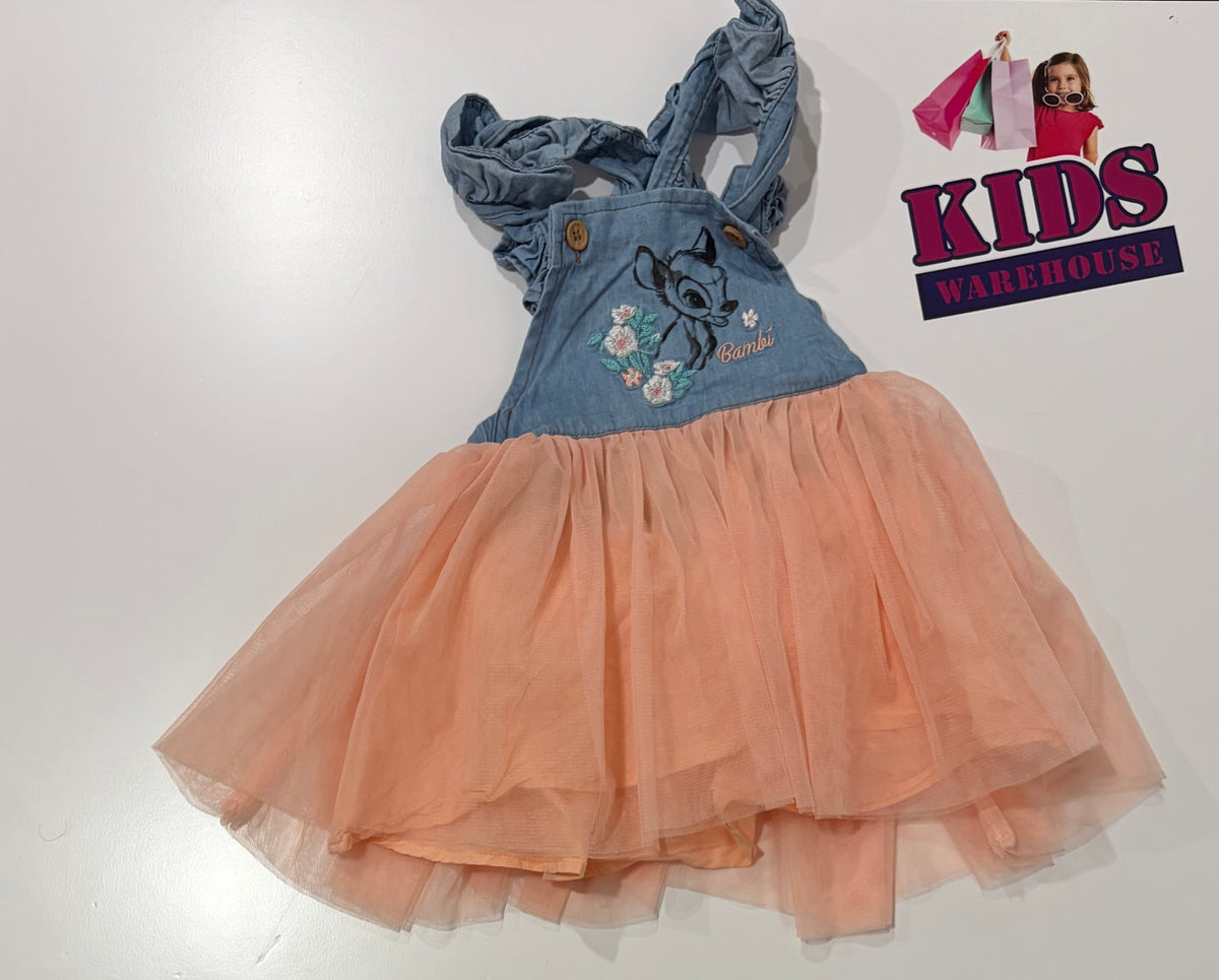 Blue, Pink, Bambi Print Dress Size 1