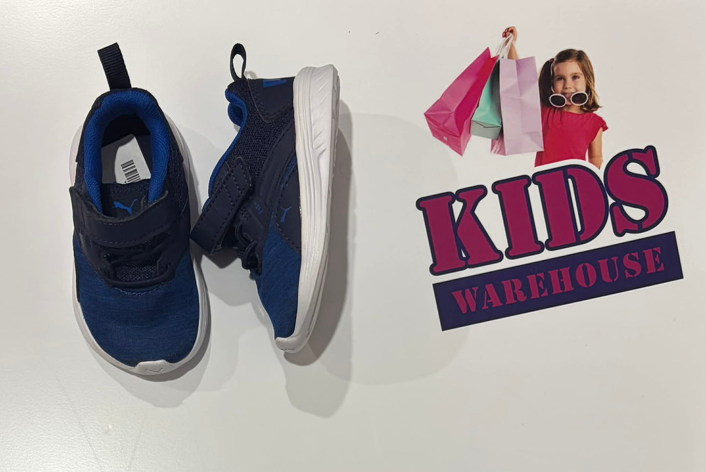 Puma Black, Blue Runners Size US4/UK3(Child/Toddler)