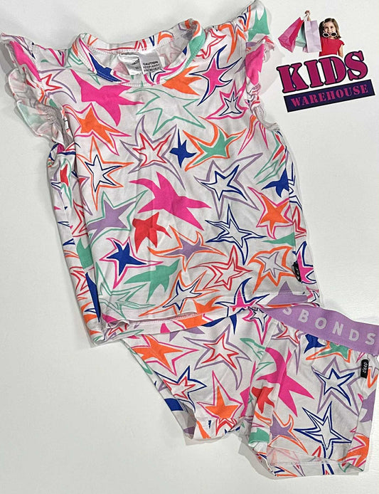 Bonds White 2 Piece Set With Multicoloured Star Pattern Size 1