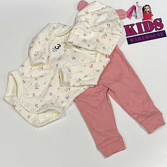 New Premmie Anko White & Pink 3 Piece Set Size 00000