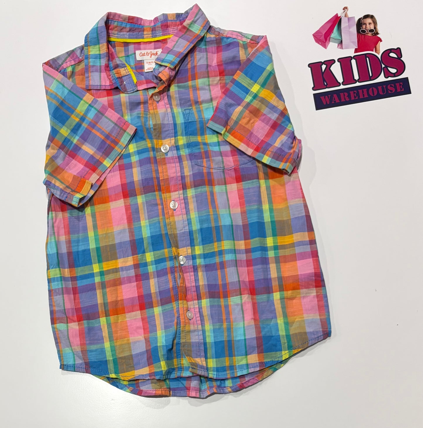 Cat & Jack Multi Coloured Check Print Shirt Size 6