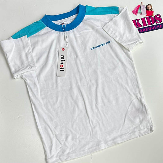New Minoti White & Blue Top Size 7-8