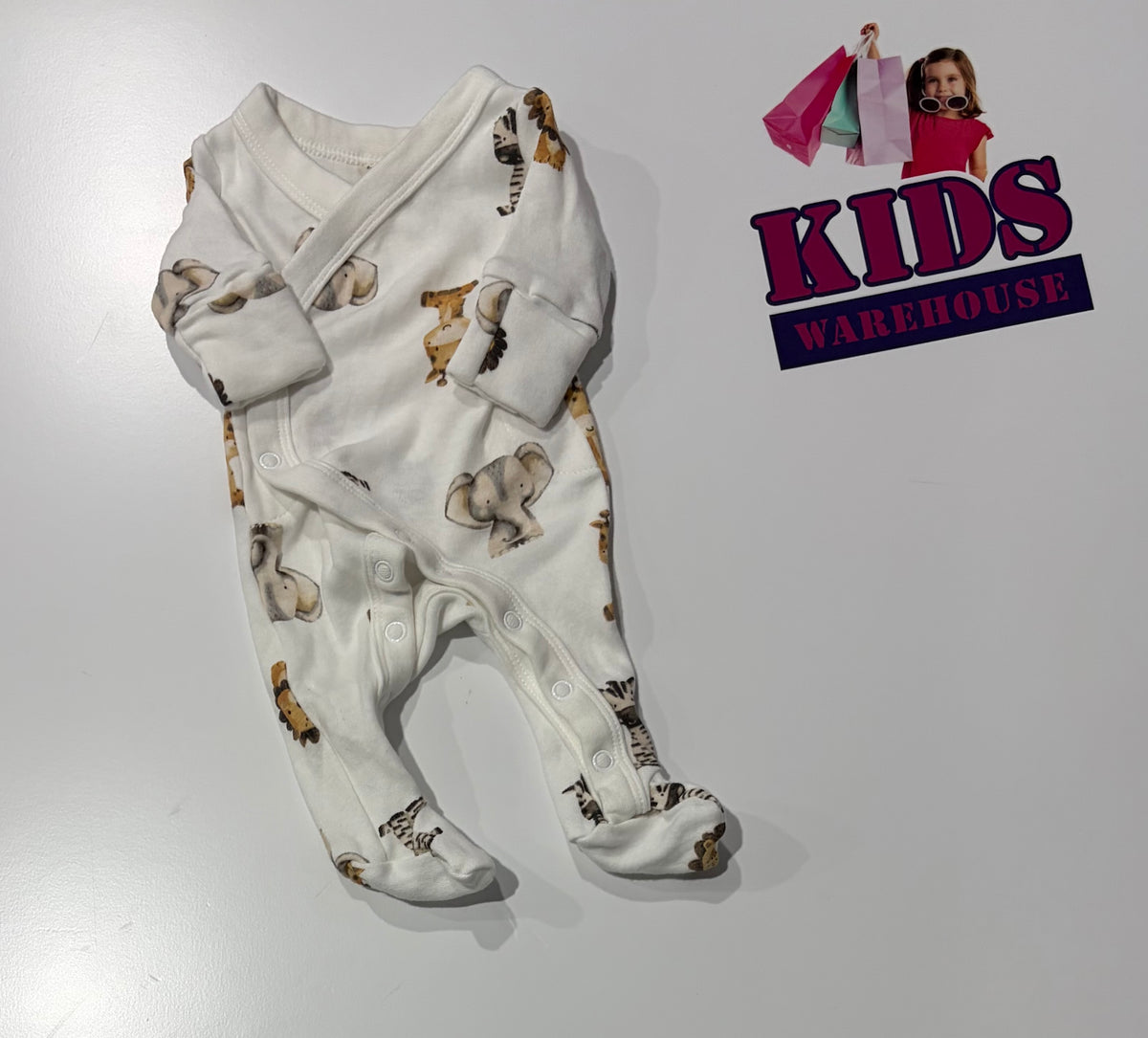 Baby Berry White African Animals Print Jumpsuit Size 00000