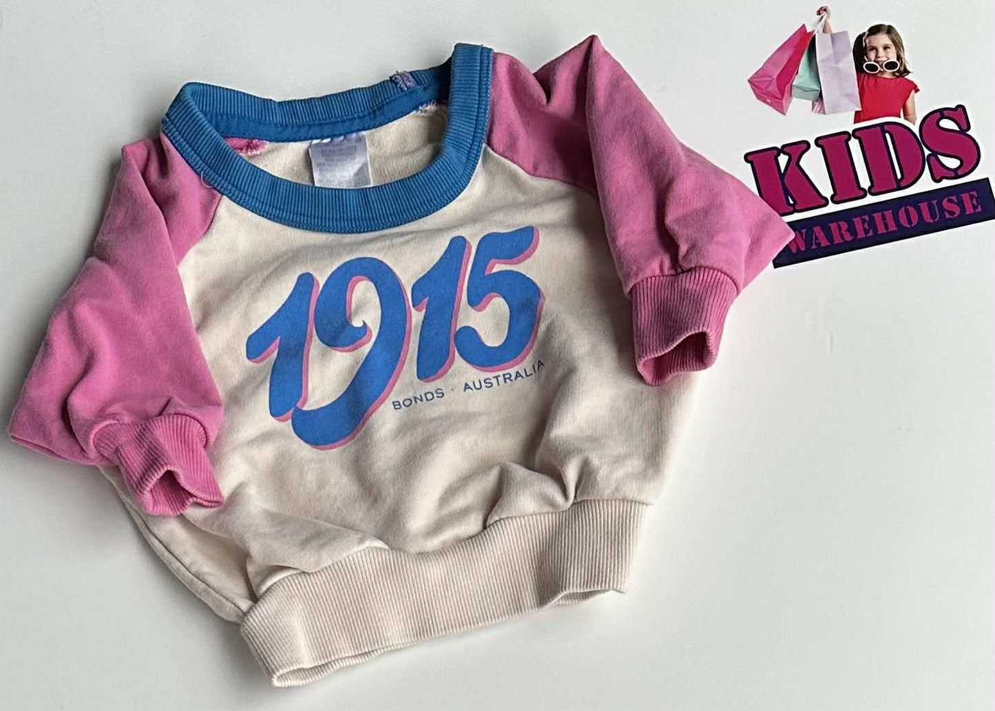BONDS Pink, Cream, Blue 1915 Print Sweater Size 000